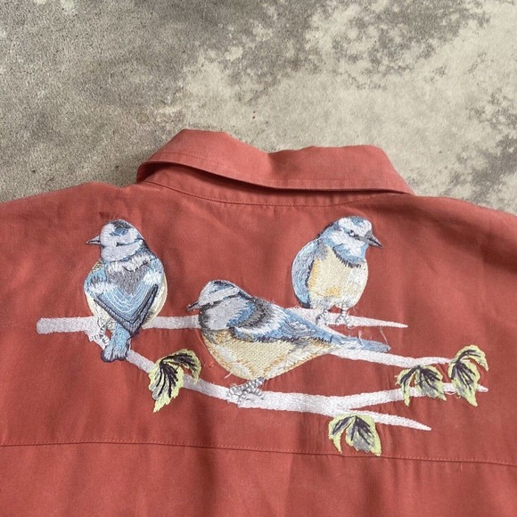 Parory Dress Womens Size 14 Button Front Collared Embroidered‎ Long Sleeve Pink - Picture 7 of 14